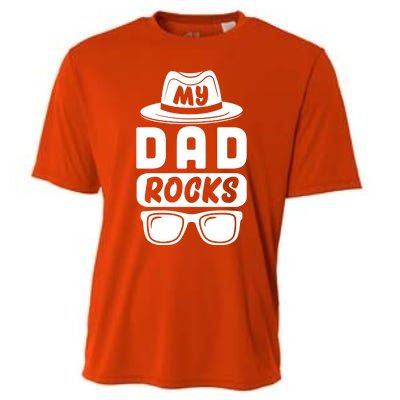 Funny My Dad Rocks Family Matching Dad Birthday Fathers Day Gift Cooling Performance Crew T-Shirt