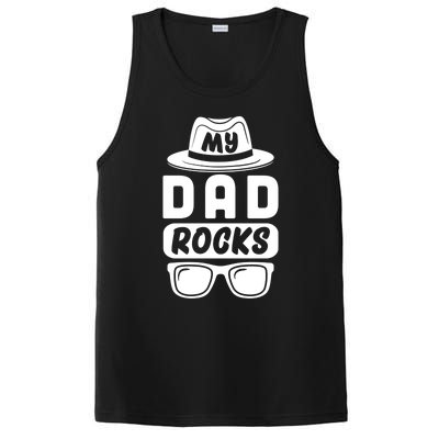 Funny My Dad Rocks Family Matching Dad Birthday Fathers Day Gift PosiCharge Competitor Tank