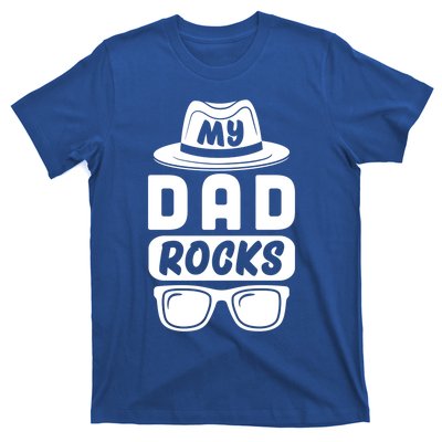 Funny My Dad Rocks Family Matching Dad Birthday Fathers Day Gift T-Shirt