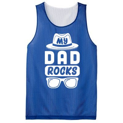 Funny My Dad Rocks Family Matching Dad Birthday Fathers Day Gift Mesh Reversible Basketball Jersey Tank