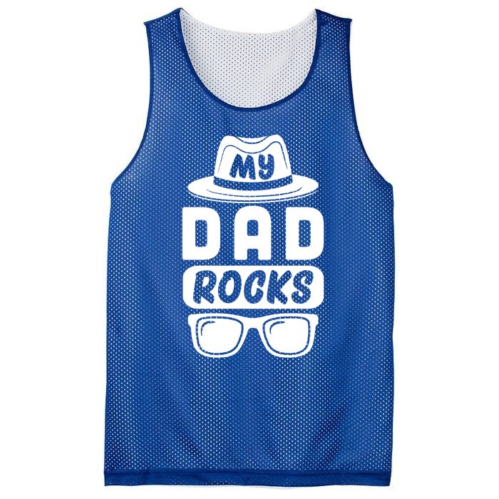 Funny My Dad Rocks Family Matching Dad Birthday Fathers Day Gift Mesh Reversible Basketball Jersey Tank