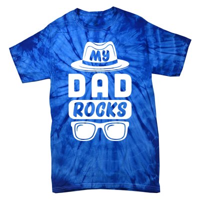 Funny My Dad Rocks Family Matching Dad Birthday Fathers Day Gift Tie-Dye T-Shirt