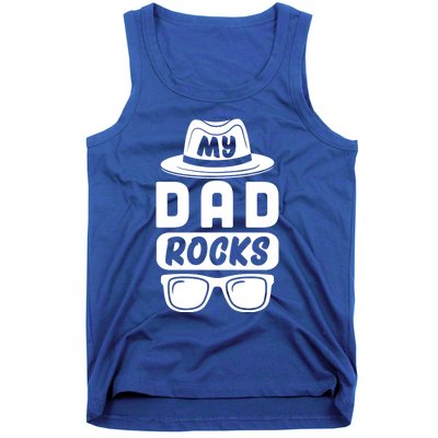 Funny My Dad Rocks Family Matching Dad Birthday Fathers Day Gift Tank Top