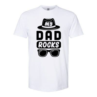 Funny My Dad Rocks Family Matching Dad Birthday Fathers Day Gift Softstyle CVC T-Shirt