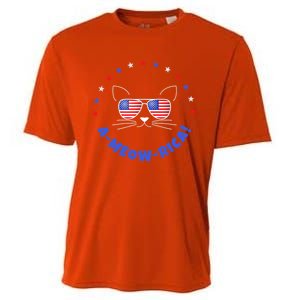 Funny Memorial Day July 4th Cat Ameowrica Day Gift Cooling Performance Crew T-Shirt