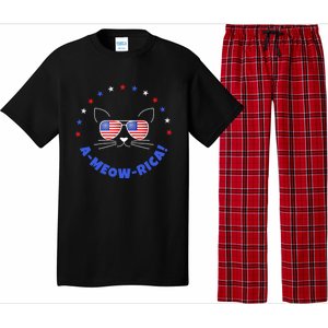 Funny Memorial Day July 4th Cat Ameowrica Day Gift Pajama Set