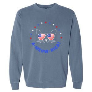 Funny Memorial Day July 4th Cat Ameowrica Day Gift Garment-Dyed Sweatshirt