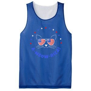 Funny Memorial Day July 4th Cat Ameowrica Day Gift Mesh Reversible Basketball Jersey Tank