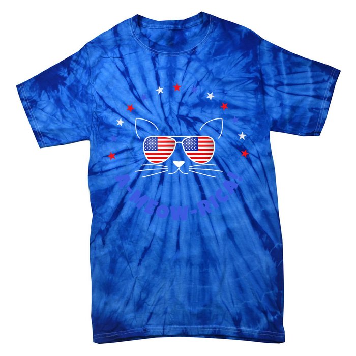 Funny Memorial Day July 4th Cat Ameowrica Day Gift Tie-Dye T-Shirt