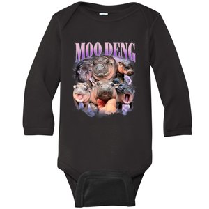 Funny Moo Deng Baby Pygmy Hippo Cute Zoo For Family Baby Long Sleeve Bodysuit