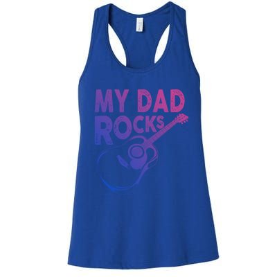 Funny My Dad Rocks Guitar Tee Gift Women's Racerback Tank