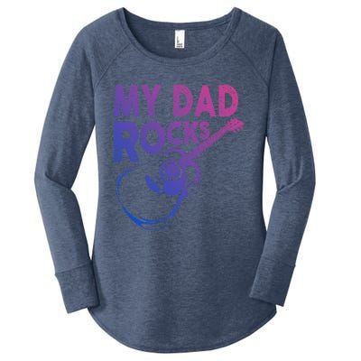 Funny My Dad Rocks Guitar Tee Gift Women's Perfect Tri Tunic Long Sleeve Shirt