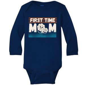 First MotherS Day New Mom Firsttime Mom Blooming Flower Funny Gift Baby Long Sleeve Bodysuit