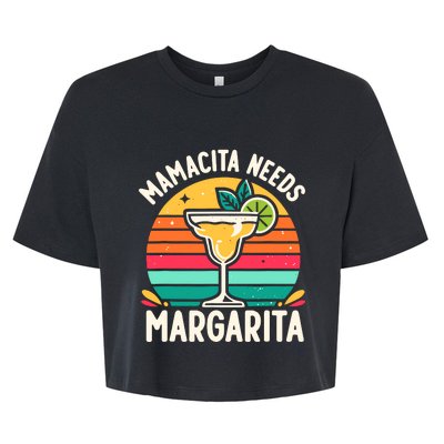 Funny MotherS Day Mamacita Needs A Margarita Bella+Canvas Jersey Crop Tee