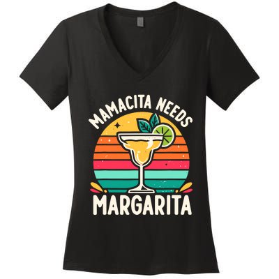 Funny MotherS Day Mamacita Needs A Margarita Women's V-Neck T-Shirt