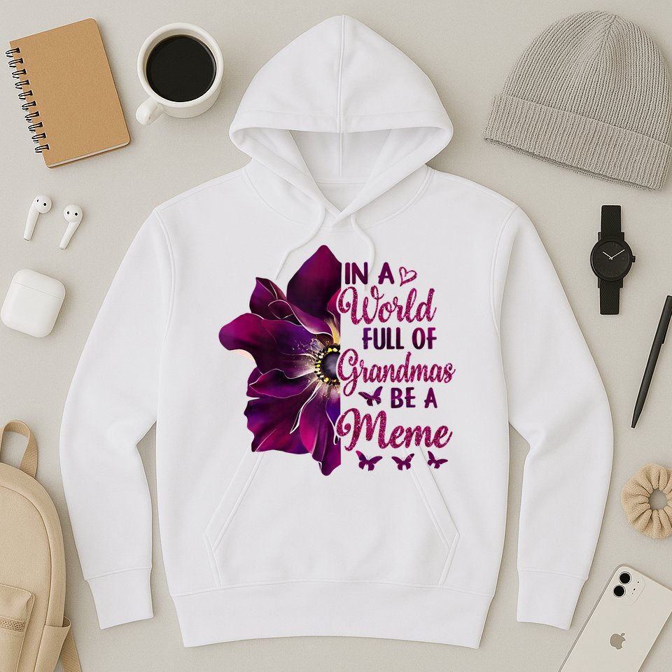 Floral Mothers Day In A World Full Of Grandmas Be A Meme Hoodie