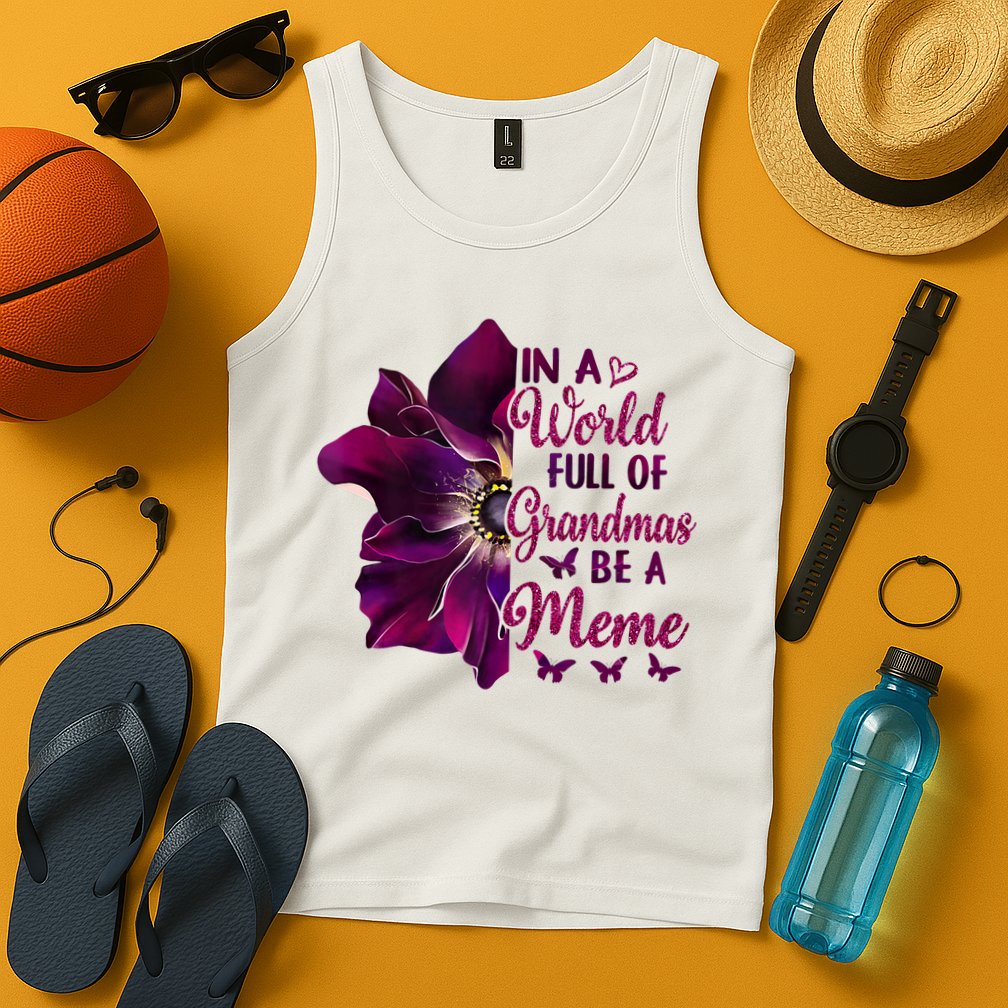 Floral Mothers Day In A World Full Of Grandmas Be A Meme Tank Top