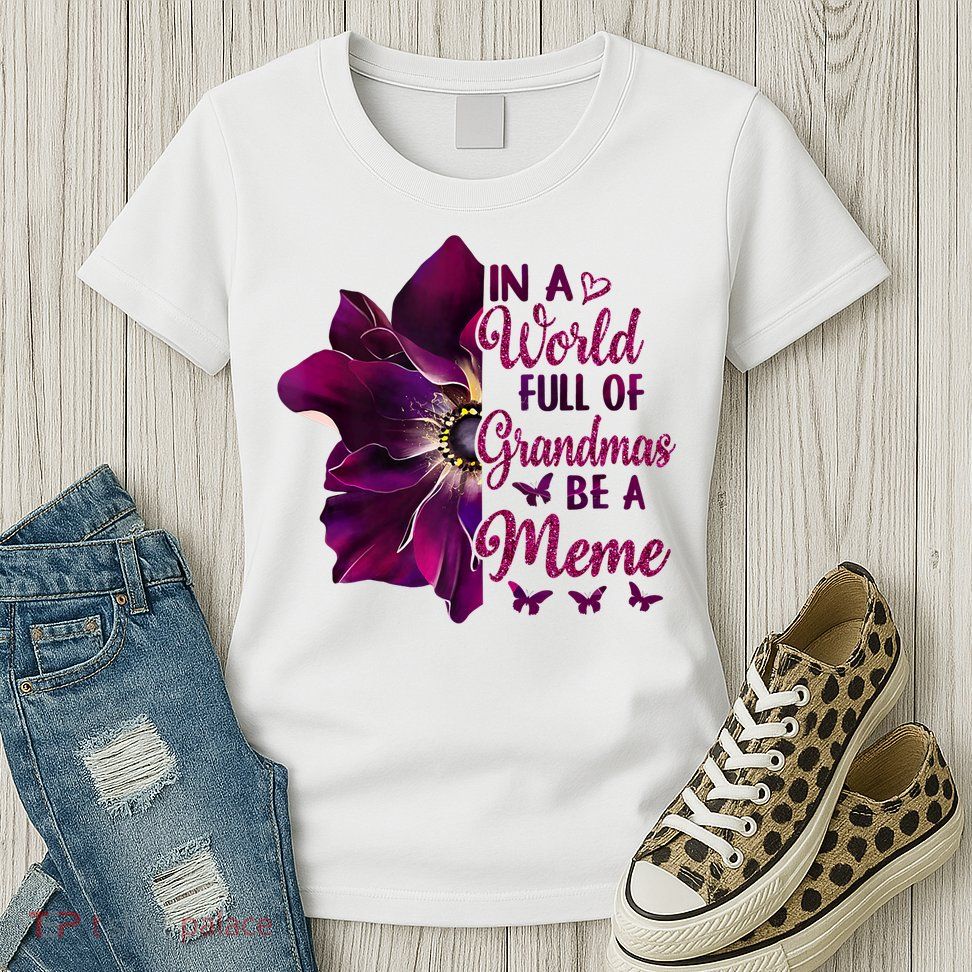 Floral Mothers Day In A World Full Of Grandmas Be A Meme Womens T-Shirt