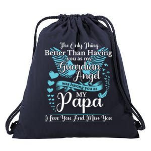 For My Dad In Heaven I Love You Miss You Memorial Day Gift Drawstring Bag