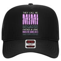 Funny Mothers Day They Call Me Mimi Gift High Crown Mesh Back Trucker Hat