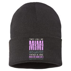 Funny Mothers Day They Call Me Mimi Gift Sustainable Knit Beanie