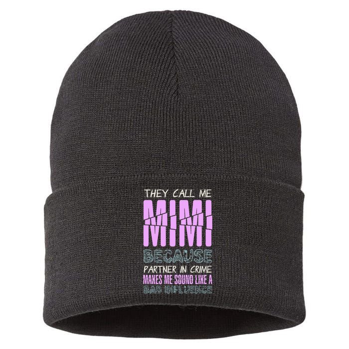 Funny Mothers Day They Call Me Mimi Gift Sustainable Knit Beanie