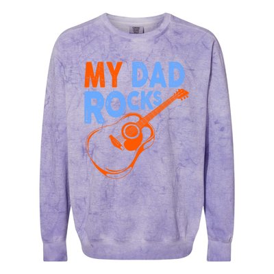 Funny My Dad Rocks Guitar Tee Cool Gift Colorblast Crewneck Sweatshirt