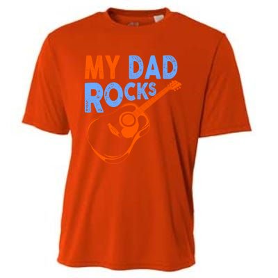 Funny My Dad Rocks Guitar Tee Cool Gift Cooling Performance Crew T-Shirt