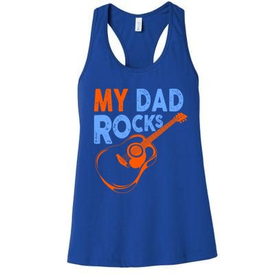 Funny My Dad Rocks Guitar Tee Cool Gift Women's Racerback Tank