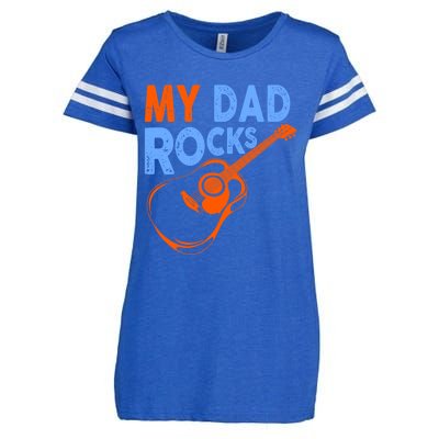 Funny My Dad Rocks Guitar Tee Cool Gift Enza Ladies Jersey Football T-Shirt