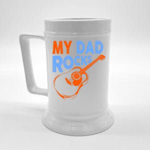 Funny My Dad Rocks Guitar Tee Cool Gift Beer Stein