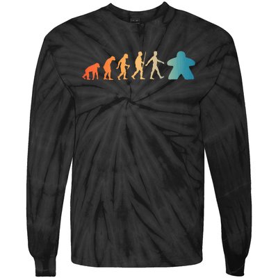 Funny Meeple Design Meeple Evolution Lovers Tie-Dye Long Sleeve Shirt