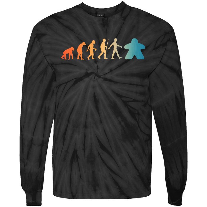 Funny Meeple Design Meeple Evolution Lovers Tie-Dye Long Sleeve Shirt