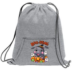 Funny Moo Deng Baby Pygmy Hippo Bouncy Pig In Thai Halloween Sweatshirt Cinch Pack Bag