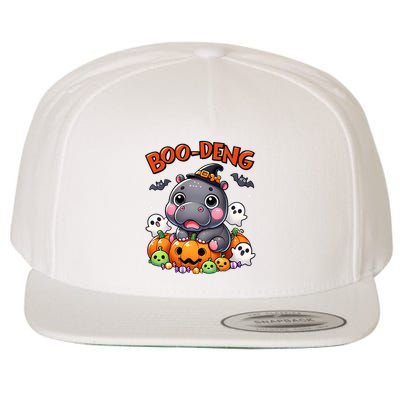 Funny Moo Deng Baby Pygmy Hippo Bouncy Pig In Thai Halloween Wool Snapback Cap