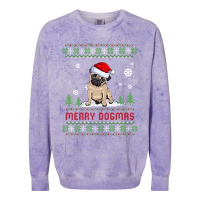 Funny Merry Dogmas Frenchie Santa Hat Ugly Christmas Sweater Gift Colorblast Crewneck Sweatshirt