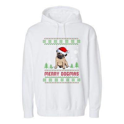 Funny Merry Dogmas Frenchie Santa Hat Ugly Christmas Sweater Gift Garment-Dyed Fleece Hoodie