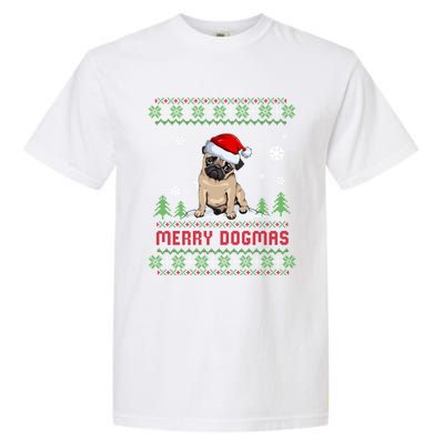 Funny Merry Dogmas Frenchie Santa Hat Ugly Christmas Sweater Gift Garment-Dyed Heavyweight T-Shirt