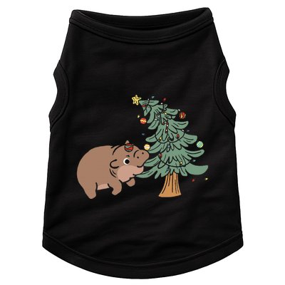Funny Moo Deng Biting Xmas Tree Baby Pygmy Hippo Christmas Doggie Tank