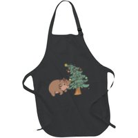Funny Moo Deng Biting Xmas Tree Baby Pygmy Hippo Christmas Apron