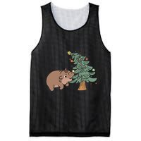 Funny Moo Deng Biting Xmas Tree Baby Pygmy Hippo Christmas Mesh Reversible Basketball Jersey Tank