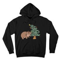 Funny Moo Deng Biting Xmas Tree Baby Pygmy Hippo Christmas Tall Hoodie