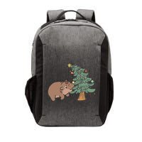 Funny Moo Deng Biting Xmas Tree Baby Pygmy Hippo Christmas Vector Backpack