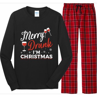 Funny Merry Drunk IM Christmas Merry IM Drunk Christmas Funny Gift Long Sleeve Pajama Set