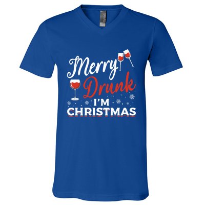 Funny Merry Drunk IM Christmas Merry IM Drunk Christmas Funny Gift V-Neck T-Shirt