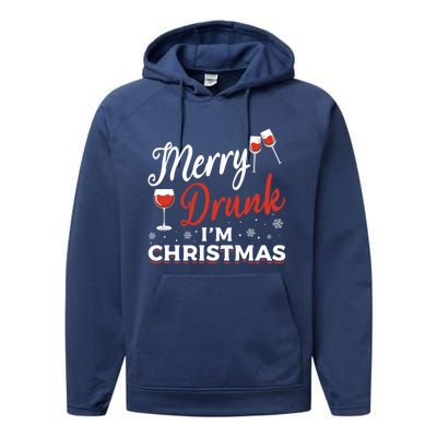 Funny Merry Drunk IM Christmas Merry IM Drunk Christmas Funny Gift Performance Fleece Hoodie