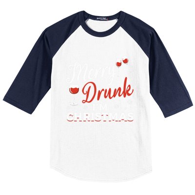 Funny Merry Drunk IM Christmas Merry IM Drunk Christmas Funny Gift Baseball Sleeve Shirt