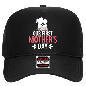 First MotherS Day Celebration Graphic High Crown Mesh Back Trucker Hat