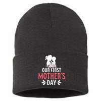 First MotherS Day Celebration Graphic Sustainable Knit Beanie