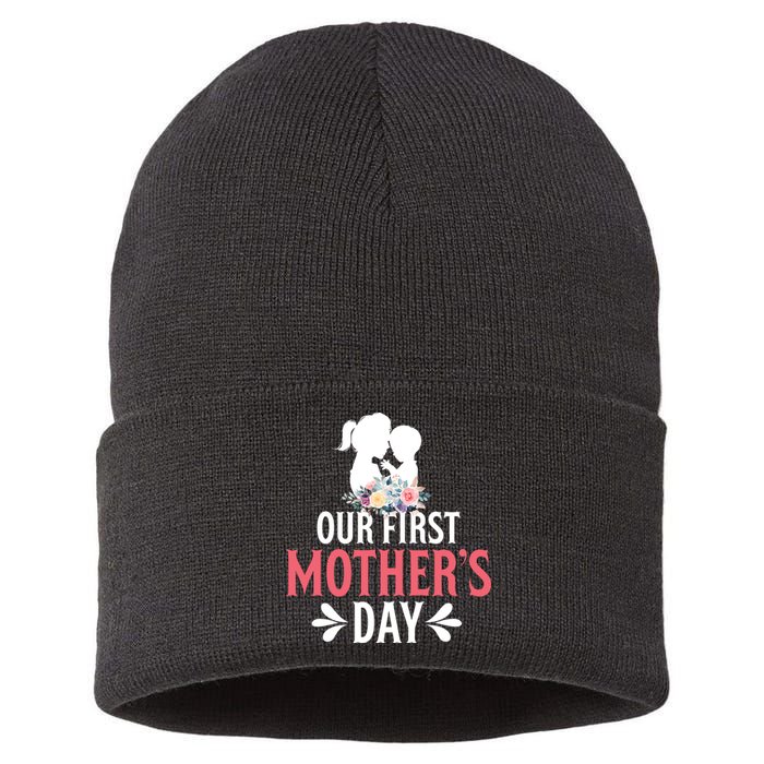 First MotherS Day Celebration Graphic Sustainable Knit Beanie